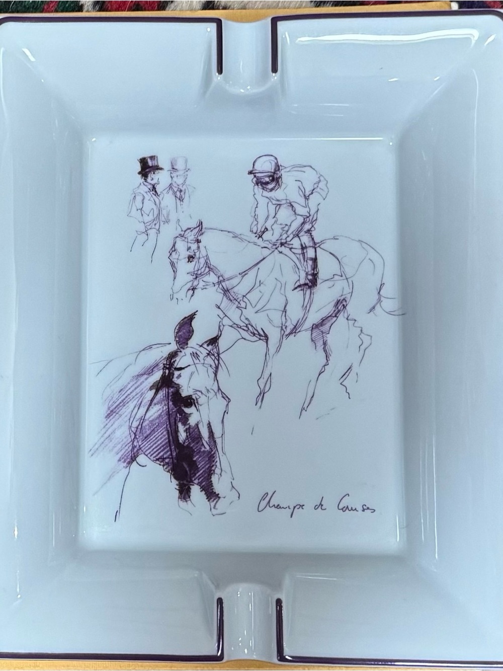 Hermès Paris Vintage Porcelaine Tray - “Champ de Courses” Equestrian Motif, RARE